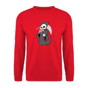 Faucheuse au café - Sweat-shirt Unisexe - rouge - Devant - Alina (178cm) & Michal (187cm)