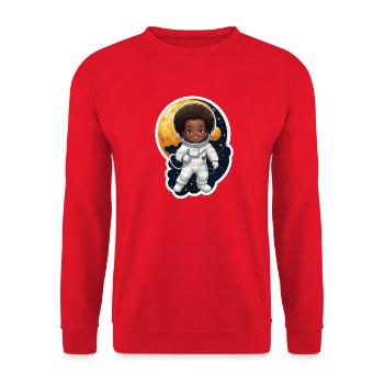 Kinder astronaut mit Mondhintergrund - Unisex Pullover - Rot - Vorne - Alina (178cm) & Michal (187cm)