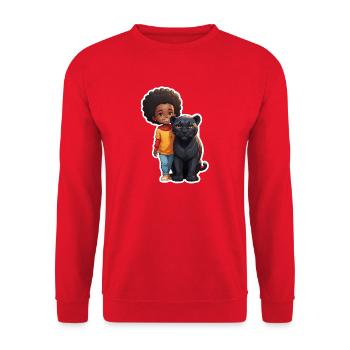 Kinderfreundliche Tierfreundschaft Illustration - Unisex Pullover - Rot - Vorne - Alina (178cm) & Michal (187cm)