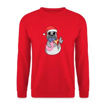 Sea Lion Baby Christmas - Unisex Sweatshirt - red - Front - Alina (178cm) & Michal (187cm)