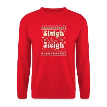 Pull de Noël moche - Sweat-shirt Unisexe - rouge - Devant - Alina (178cm) & Michal (187cm)