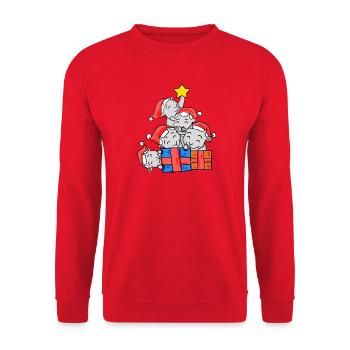 Ziege Weihnachtsbaum Weihnachten - Unisex Pullover - Rot - Vorne - Alina (178cm) & Michal (187cm)