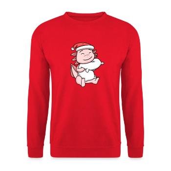Axolotl Weihnachten - Unisex Pullover - Rot - Vorne - Alina (178cm) & Michal (187cm)