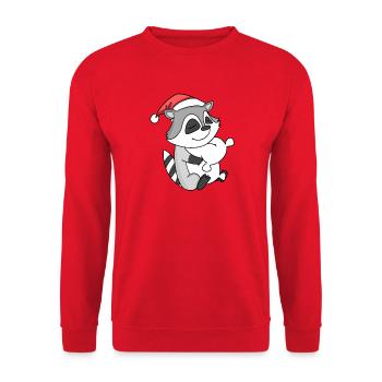 raton laveur mignon fatigué Noël - Sweat-shirt Unisexe - rouge - Devant - Alina (178cm) & Michal (187cm)