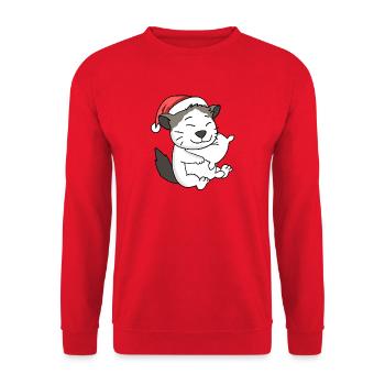 Chat Mignon Ragdoll Fatigué Noël - Sweat-shirt Unisexe - rouge - Devant - Alina (178cm) & Michal (187cm)