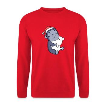 Affe Niedlich Müde Weihnachten - Unisex Pullover - Rot - Vorne - Alina (178cm) & Michal (187cm)