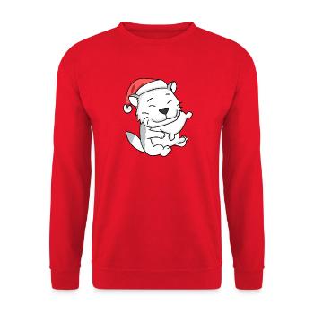 Chat Mignon Burmilla Fatigué Noël - Sweat-shirt Unisexe - rouge - Devant - Alina (178cm) & Michal (187cm)