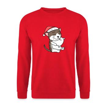 Chat Mignon Chat Birman Fatigué Noël - Sweat-shirt Unisexe - rouge - Devant - Alina (178cm) & Michal (187cm)