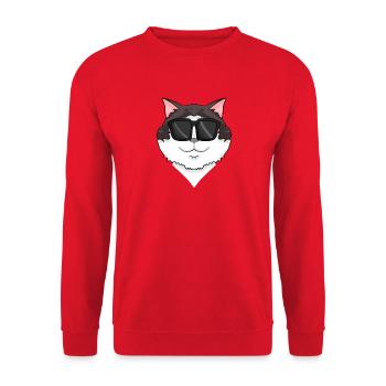 Ragdoll Katze mit Brille - coole Katze - Unisex Pullover - Rot - Vorne - Alina (178cm) & Michal (187cm)