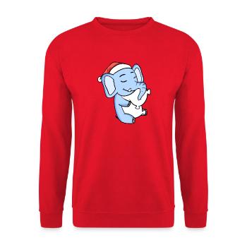 Elephant Cute Tired Sleeping In Christmas - Unisex Sweatshirt - red - Front - Alina (178cm) & Michal (187cm)