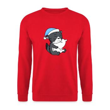 Sleeping Tired - Cat with Pillow and Sleepy Cap - Unisex Sweatshirt - red - Front - Alina (178cm) & Michal (187cm)
