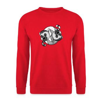 Yin Yang Zeichen Lemur Lemuren - Unisex Pullover - Rot - Vorne - Alina (178cm) & Michal (187cm)