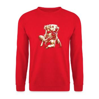 Cheerful Golden Retriever - Unisex Sweatshirt - red - Front - Alina (178cm) & Michal (187cm)
