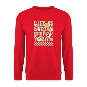 Life is Better with My Yoga - Unisex Sweatshirt - red - Front - Alina (178cm) & Michal (187cm)