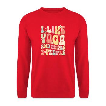 I Like Yoga and Maybe 3 People - Unisex Sweatshirt - red - Front - Alina (178cm) & Michal (187cm)