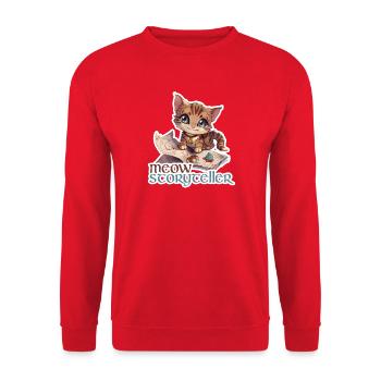 Meow Storyteller Cat Fantasy RPG Shirt - Unisex Sweatshirt - red - Front - Alina (178cm) & Michal (187cm)