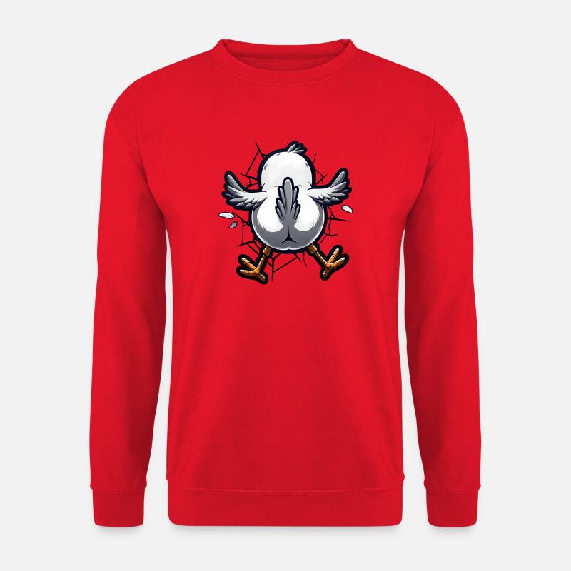 Vogel knallt gegen Wand – witziger Cartoon - Unisex Pullover - Rot