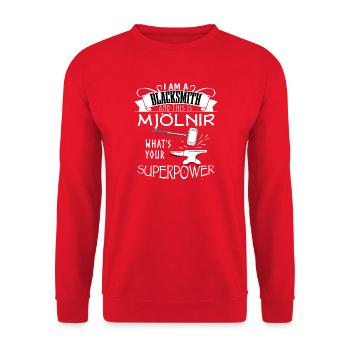 Blacksmith Schmied Handwerk Viking Wikinger - Unisex Pullover - Rot - Vorne - Alina (178cm) & Michal (187cm)