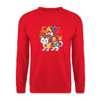 Fiesta Cat sur le thème du Cinco de Mayo - Sweat-shirt Unisexe - rouge - Devant - Alina (178cm) & Michal (187cm)