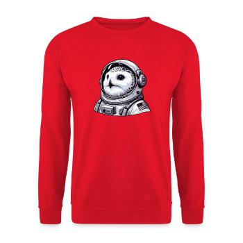 Schneeeule Astronaut Weltraumabenteuer - Unisex Pullover - Rot - Vorne - Alina (178cm) & Michal (187cm)