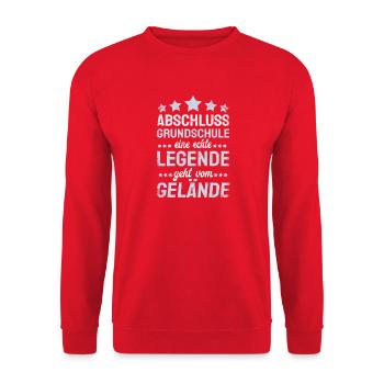 Grundschule Geschafft 2026 Grundschule Abschied - Unisex Pullover - Rot - Vorne - Alina (178cm) & Michal (187cm)