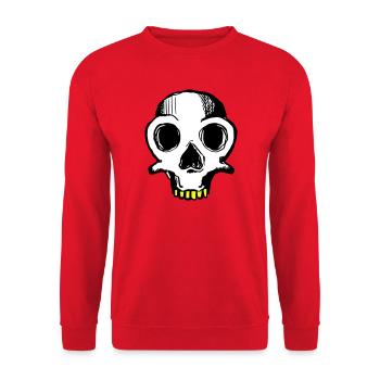 Skull (dreifarbig) - Unisex Pullover - Rot - Vorne - Alina (178cm) & Michal (187cm)
