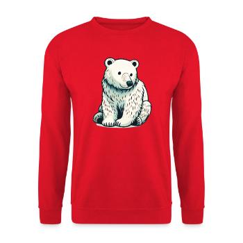 Ours blanc - Sweat-shirt Unisexe - rouge - Devant - Alina (178cm) & Michal (187cm)