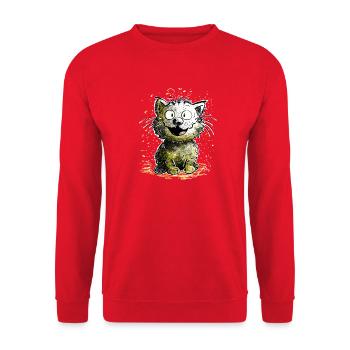 Cat laughs - Unisex Sweatshirt - red - Front - Alina (178cm) & Michal (187cm)