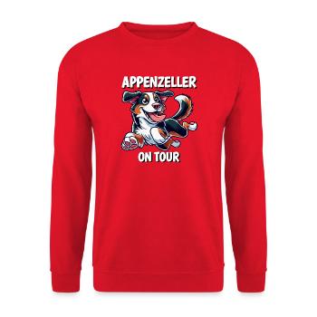Appenzeller On Tour Funny Dog Design - Unisex Sweatshirt - red - Front - Alina (178cm) & Michal (187cm)