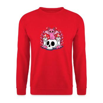 Halloween Pink Kitty Cat Witch Kawaii Anime Manga. - Unisex Sweatshirt - red - Front - Alina (178cm) & Michal (187cm)
