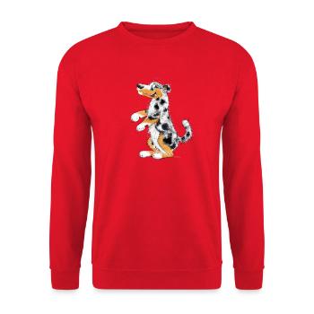 Funny Australian Shepherd - Unisex Sweatshirt - red - Front - Alina (178cm) & Michal (187cm)