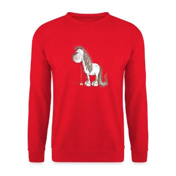 Lustiges Pferd Trinkt Limonade Für Pferde Freunde - Unisex Pullover - Rot - Vorne - Alina (178cm) & Michal (187cm)