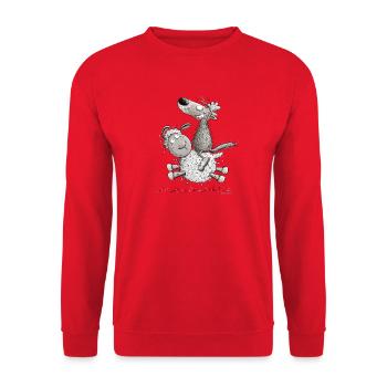Wolf Reitet Schaf Für Wolf Wildtier Liebhaber - Unisex Pullover - Rot - Vorne - Alina (178cm) & Michal (187cm)
