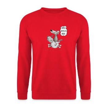 Wolf Reitet Schaf Für Wolf Wildtier Liebhaber - Unisex Pullover - Rot - Vorne - Alina (178cm) & Michal (187cm)