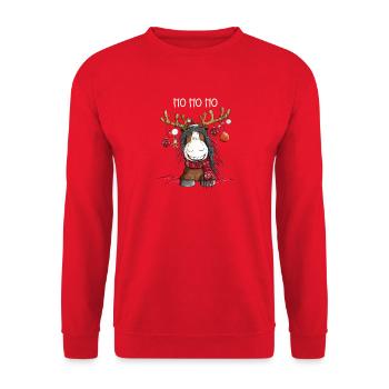 Cheval de Noël Ho Ho Ho - Sweat-shirt Unisexe - rouge - Devant - Alina (178cm) & Michal (187cm)