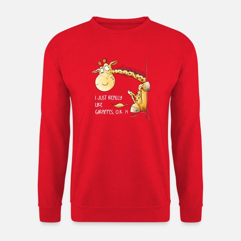 Lustige Giraffe I Wildtier Tiermotiv - Unisex Pullover - Rot