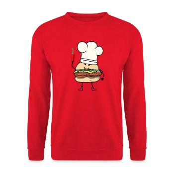 Chilli Cook Cooks Cook Burger Kitchen Cooking - Unisex Sweatshirt - red - Front - Alina (178cm) & Michal (187cm)
