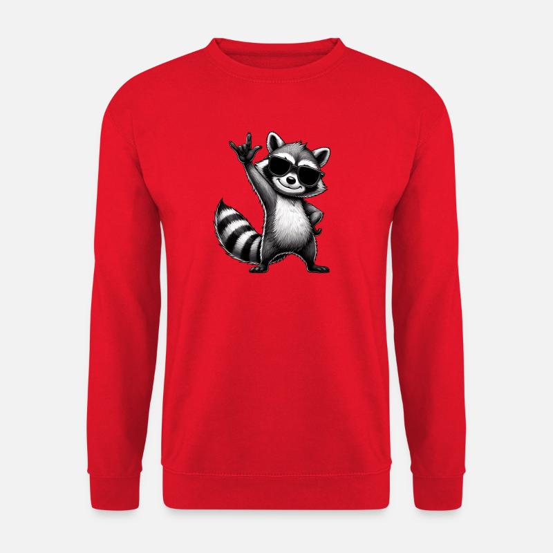 Waschbär mit Rock Pose Raccoon Rock Musik Musiker - Unisex Pullover - Rot
