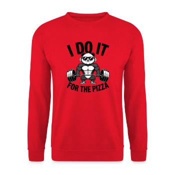 Je le fais pour le bodybuilder Pizza Barbell - Sweat-shirt Unisexe - rouge - Devant - Alina (178cm) & Michal (187cm)