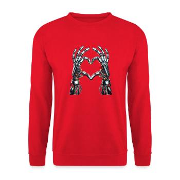 Roboter Herz Hände - Cyborg Lovehands - Unisex Pullover - Rot - Vorne - Alina (178cm) & Michal (187cm)