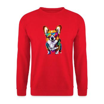 Corgi Welsh Corgi Cardigan Chien Mignon Welsh Corgi - Sweat-shirt Unisexe - rouge - Devant - Alina (178cm) & Michal (187cm)