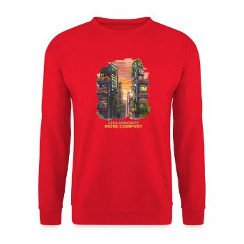 Urban Gardening - Weniger Beton mehr Kompost - Unisex Pullover - Rot - Vorne - Alina (178cm) & Michal (187cm)