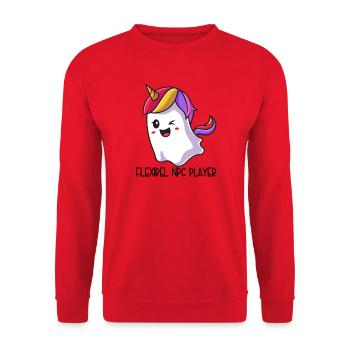 Flexible NPC Player – Colorful Unicorn Ghost - Unisex Sweatshirt - red - Front - Alina (178cm) & Michal (187cm)