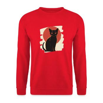 Black cat - Unisex Sweatshirt - red - Front - Alina (178cm) & Michal (187cm)