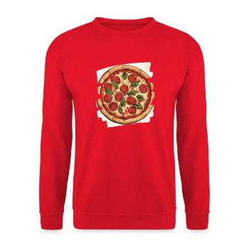 Pizza Retro - Unisex Pullover - Rot - Vorne - Alina (178cm) & Michal (187cm)
