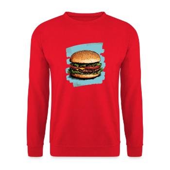 Burger Rétro - Sweat-shirt Unisexe - rouge - Devant - Alina (178cm) & Michal (187cm)