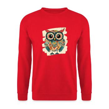 Eule - Unisex Pullover - Rot - Vorne - Alina (178cm) & Michal (187cm)