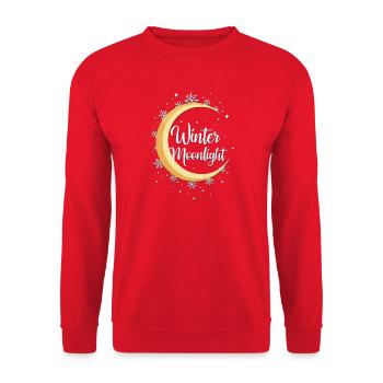 Winter Mondschein-Zauber - Unisex Pullover - Rot - Vorne - Alina (178cm) & Michal (187cm)