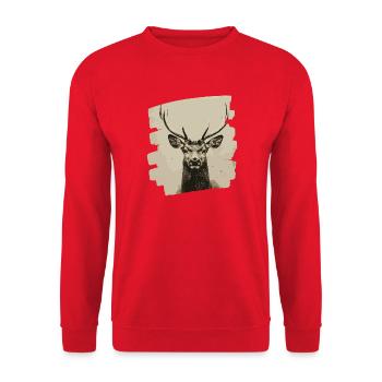 Cerf avec bois - Sweat-shirt Unisexe - rouge - Devant - Alina (178cm) & Michal (187cm)