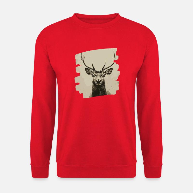 Hirsch mit Geweih - Unisex Pullover - Rot